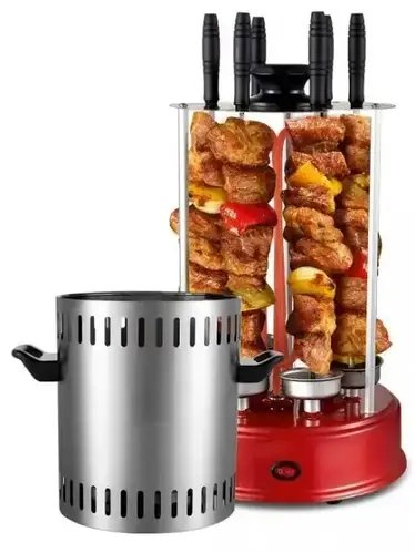 Електрошашличниця DOMOTEC MS-7783 червона ART:7134 на 6 шампурів, настільний гриль для шашлику
