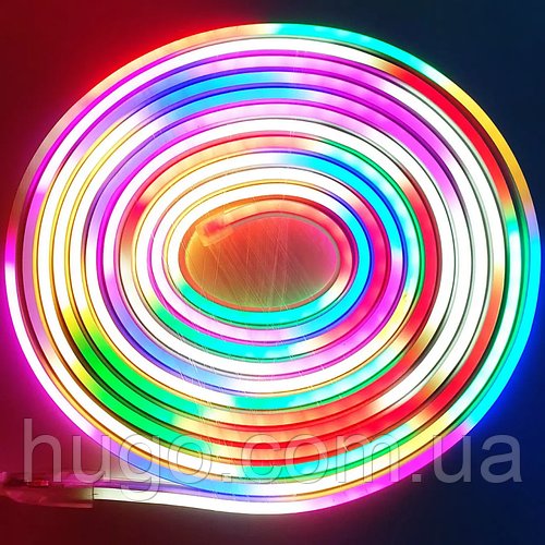 Неонова стрічка 5м, LED NEON multi with function, 12V-220V / Силіконове різнокольорове підсвічування / LED стрічка