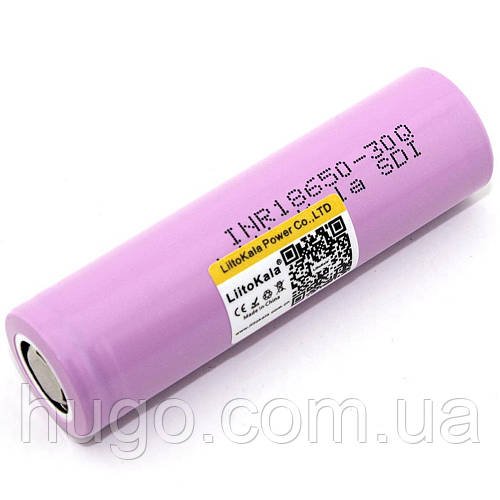 Акумулятор високострумовий 18650, 3000mah, LiitoKala 30Q, 1 шт / Батарейка акумуляторна плоский плюс