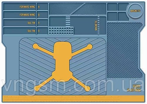 Килимок пластичний ПВХ Mechanic V70 для ремонту смартфонів, дронів, техніки / 515x365 мм / 120°C / Blue