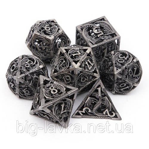 Набір кубиків для гри Підземелля та Дракони D&D Dungeons and Dragons DnD 7 шт  Сріблястий