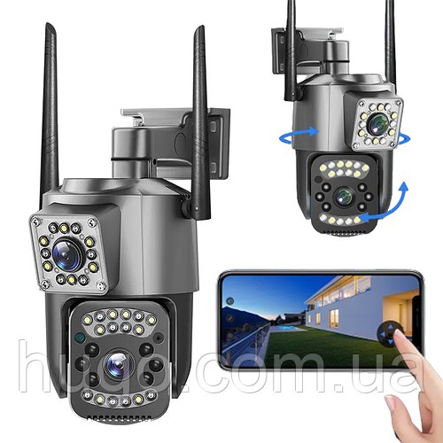 Вулична камера відеоспостереження 4G, 4 Мп, SC03 / Поворотна камера зовнішнього спостереження / IP камера