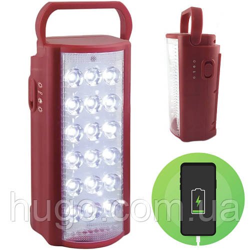 Ліхтар переносний світлодіодний з повербанком, 24 Led, Almina 2606L, Червоний / Акумуляторний ліхтар