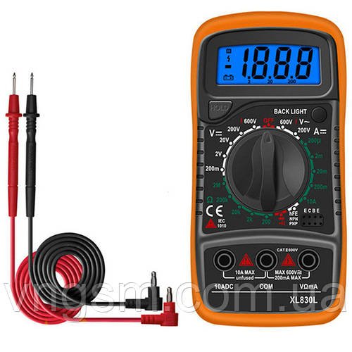 Мультиметр цифровий тестер XL830L / 600V DC-10A / функція Hold / підсвічування