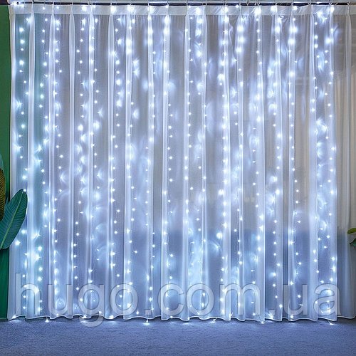 Гірлянда штора від мережі 3х3 м, 480LED, Xmas, Біла / Новорічна гірлянда штора