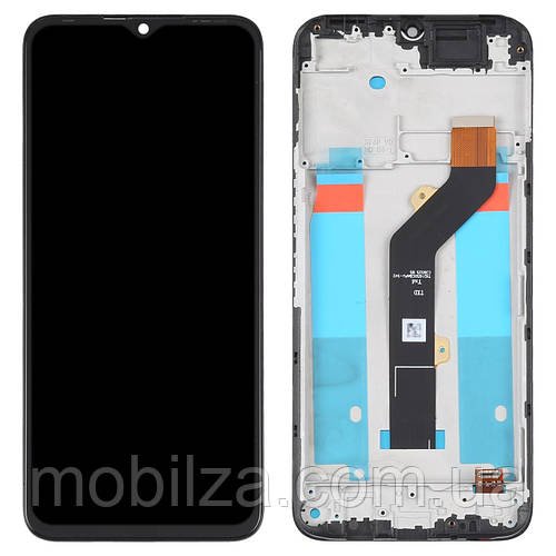 Дисплей Tecno Spark 7 | KF6N з тачскрином і рамкою, чорний/Black