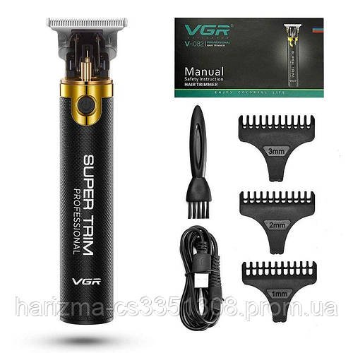 Бездротовий акумуляторний тример для бороди та вусів VGR V-082 зі змінними насадками 1-3 мм
