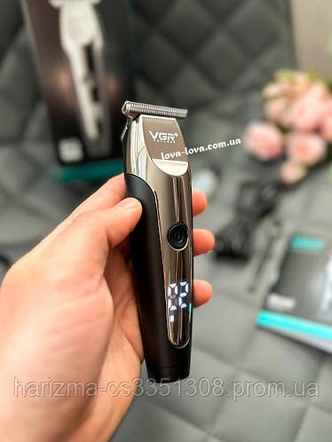 Професійний акумуляторний тример для бороди та вусів VGR V-059 з дисплеєм і змінними насадками (6 штук)