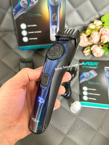 Професійний акумуляторний тример для бороди та вусів з дисплеєм VGR V-080 і поворотним регулятором довжини