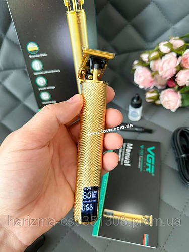 Професійний акумуляторний тример для бороди та вусів VGR V-265 з дисплеєм і зі змінними насадками