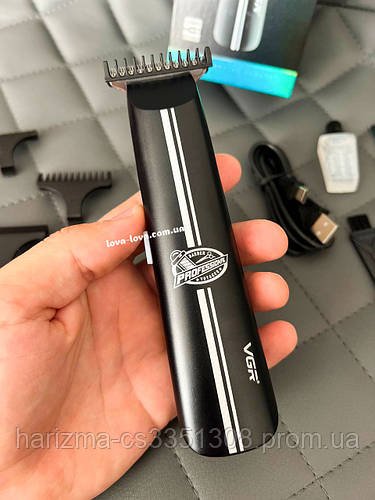 Акумуляторний тример для бороди та вусів VGR V-007 зі змінними насадками