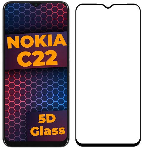 5D скло Nokia C22 (Захисне Full Glue) Black