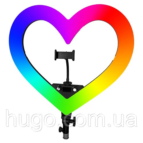 Кільцева LED лампа, 33см, Серце, JM33/ Світлодіодна лампа для тік струму / Лампа для селфі