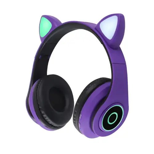 Навушники бездротові Bluetooth зі світними котячими вушками Wireless Headphone CXT-B39 Фіолетовий