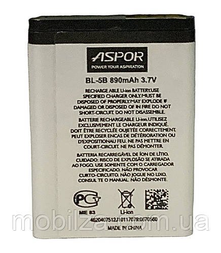 Акумулятор Aspor для Nokia BL-5B (3220/3230/5070/6080 / 6120c6121c / N70 / N80 / N90)