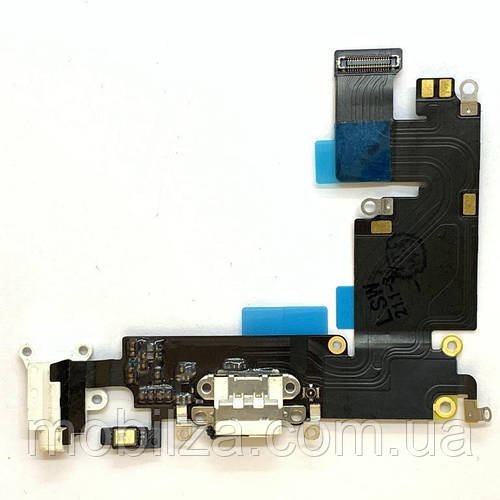 Шлейф з конектором зарядки для iPhone 6 Plus (мікрофон, handsfree) White Original
