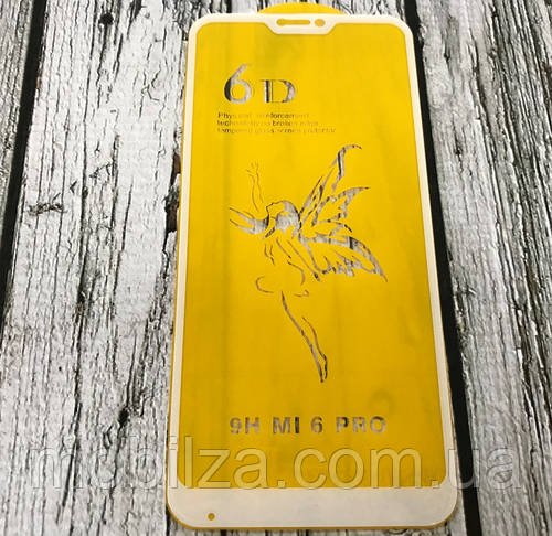 Скло захисне 6D Premium для Xiaomi Mi 6 Pro/Mi A2 Lite в тех. упаковці- білий