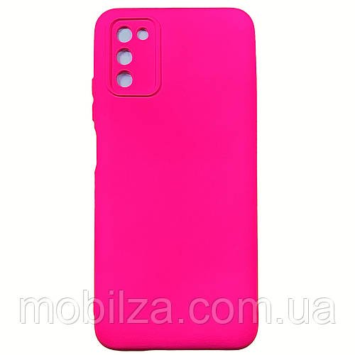 (Укр)  Силіконовий чохол з мікрофіброю для Samsung A03s / A037 Soft Silicone Case- малиновий