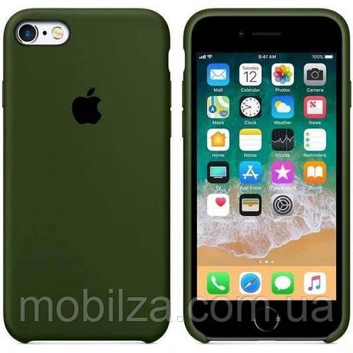 (Укр)  Силіконовий чохол з мікрофіброю Apple Silicone Case для iPhone 6 Plus- №45 army green