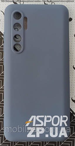 (Укр) Чохол (з мікрофіброю) Silicone Case SMTT для Xiaomi Mi Note 10 Lite- сірий- лавандовий