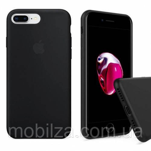 Чохол (з мікрофіброю) Silicone Case Original Full Cover для iPhone 7 Plus/8 Plus- чорний