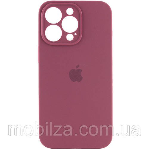 Чохол (з мікрофіброю) Silicon Case Full Camera для iPhone 15 Pro (6.1)- марсала