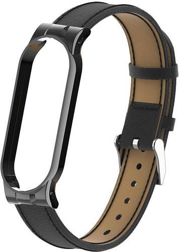 Шкіряний Браслет Uniset для Mi Band 5 Black