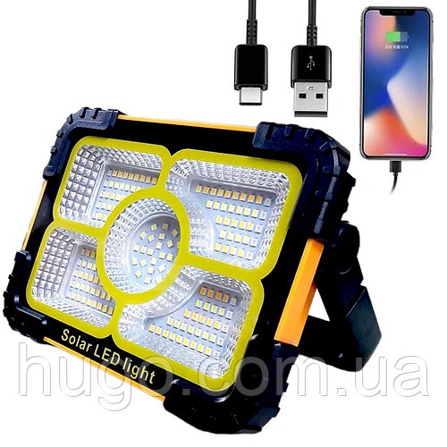 Ліхтар прожектор акумуляторний 30Вт Working Lamp JN-882 / Кемпінговий ліхтар / Лампа з сонячною панеллю