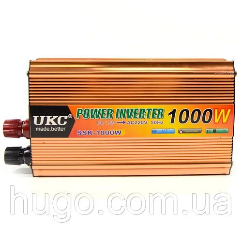 Автомобільний інвертор 12V-220V, SSK-1000W / Перетворювач напруги в машину