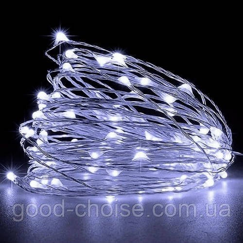 Гірлянда "Роса" на батарейках (2хАА), 3м, Холодний білий / LED гірлянда новорічна / Світлодіодна гірлянда