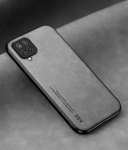 Шкіряний чохол XnE Samsung Galaxy M12 M127 з металевою вставкою Grey