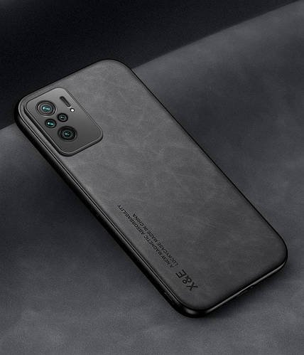 Шкіряний чохол XnE Xiaomi Redmi Note 10S з металевою вставкою Black