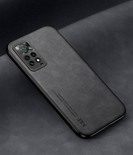 Шкіряний чохол XnE Xiaomi Redmi Note 11 Pro (4G/5G) з металевою вставкою Black