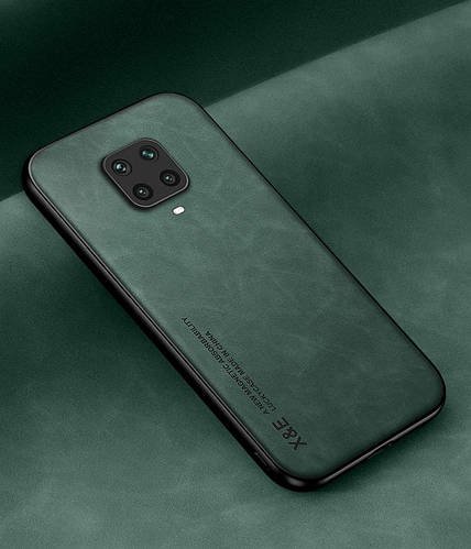 Шкіряний чохол XnE Xiaomi Redmi Note 9 Pro з металевою вставкою Green