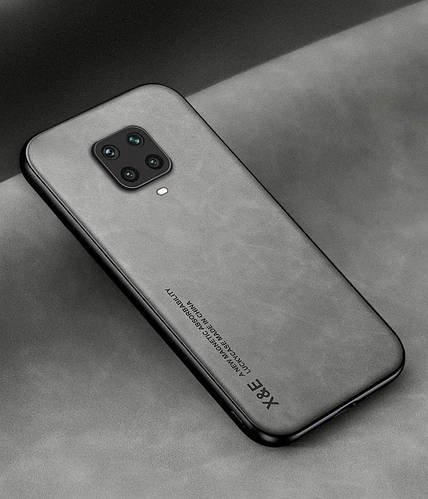 Шкіряний чохол XnE Xiaomi Redmi Note 9 Pro з металевою вставкою Grey