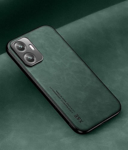 Шкіряний чохол XnE Realme C55 з металевою вставкою Green