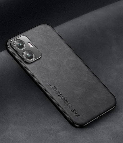 Шкіряний чохол XnE Realme C55 з металевою вставкою Black