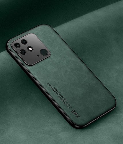 Шкіряний чохол XnE Xiaomi Redmi 10C з металевою вставкою Green