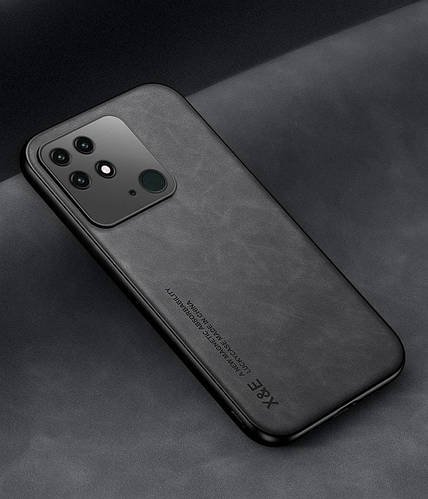 Шкіряний чохол XnE Xiaomi Redmi 10C з металевою вставкою Black