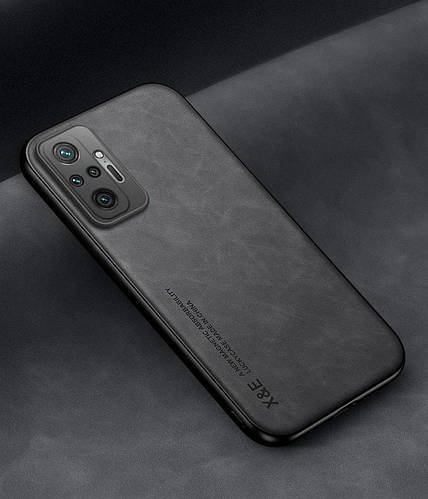 Шкіряний чохол XnE Xiaomi Redmi Note 10 Pro з металевою вставкою Black