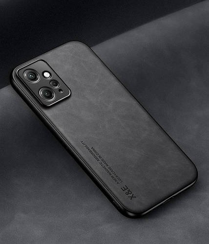 Шкіряний чохол XnE Xiaomi Redmi Note 12 4G з металевою вставкою Black