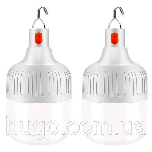 Комплект 2 шт Акумуляторна лампа на гачку 60W із зарядкою micro USB / Підвісний ліхтар для кемпінгу
