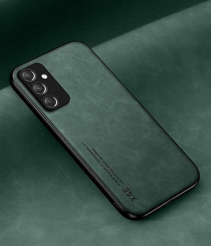 Шкіряний чохол XnE Samsung Galaxy A14 A145 з металевою вставкою Green