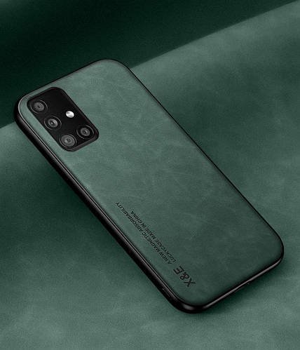 Шкіряний чохол XnE Samsung Galaxy A71 A715 з металевою вставкою Green