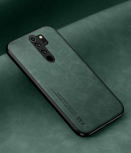 Шкіряний чохол XnE Xiaomi Redmi Note 8 Pro з металевою вставкою Green