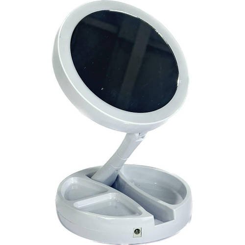 Дзеркало з Led підсвічуванням та акумулятором XJ-988 Кругле косметичне для макіяжу зі збільшенням до 10 раз