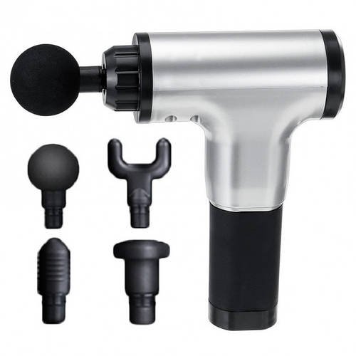 Портативний ручний м'язовий масажер для тіла Fascial Gun HG-320 Silver-Black YU227