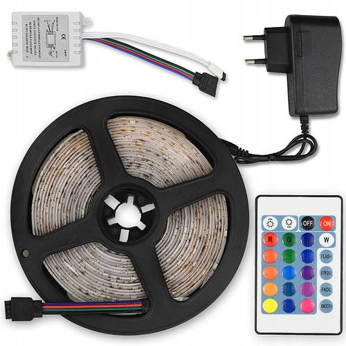 Світлодіодна стрічка багатобарвна 3528 RGB 5 м Led c пультом YU227