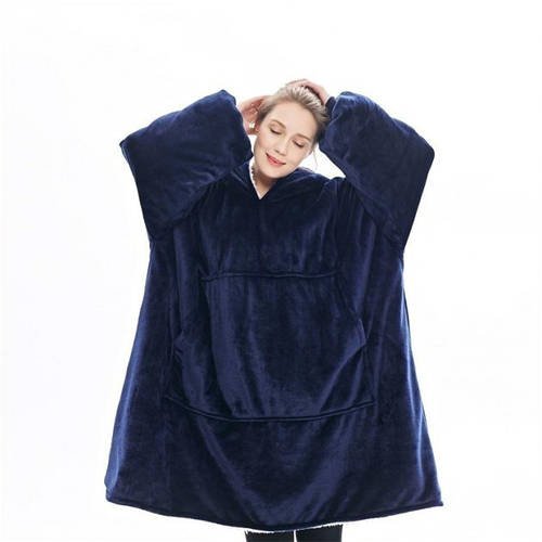 Толстовка-плед з капюшоном і рукавами Huggle Hoodie Синій YU227