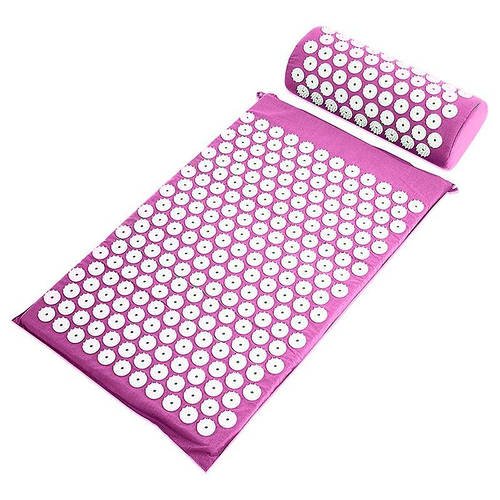 Акупунктурний масажний килимок для спини/ніг з подушкою (валик) ProSource Acupressure Mat Рожевий YU227